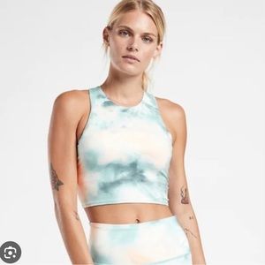 Athleta conscious crop XS blue green tie dye